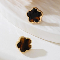 YWJW 1 Set de Joyería de Moda Europea y Americana, Chapado en Oro, Aleación, Trébol de Cinco Hojas, Pulsera, Collar y Pendientes para Mujer