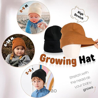 Gorro de punto de doble capa con logotipo personalizado para bebé, gorros gruesos cálidos de invierno, gorros diarios con puños para niños, gorro de reloj, cuidado del cabello multiusos