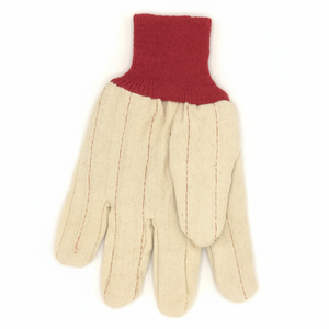 Gants de travail en toile à double paume 100% coton avec poignet en tricot rouge Gants de sécurité abordables pour usage industriel et en entrepôt - Product Image 1