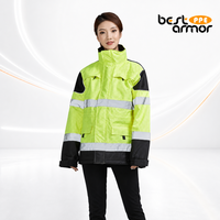 Parka réfléchissante haute visibilité classe 3 ANSI, imperméable, veste de sécurité d'hiver pour travaux de construction et de voirie, EPI