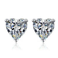Perhiasan Mewah Hadiah Liburan Wanita Anting Bunga 1ct Potongan Hati Perak Sterling S925 VVs1 Anting Stud Moissanite