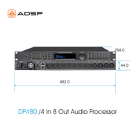 ADSP DP460, Sistema de Gestión de Altavoces de Audio Profesional con Frecuencia de Muestreo de 96 kHz, 4 Entradas y 8 Salidas, FIR Integrado, Función MUTE, DSP de Audio Digital, Metálico