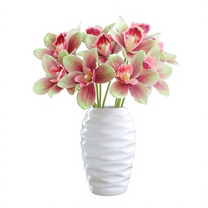 Mofa Ge Neuer Stil 6-Stängel Cymbidium Orchidee Künstlicher Blumenstrauß Hochwertige Kunstblumen für Zuhause, Teeraum und Hochzeit - Product Image 1