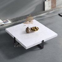 Table basse carrée en marbre noir et blanc minimaliste italienne pour hôtel, villa, salon