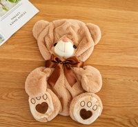 Offre Spéciale : Peaux d'ours en peluche douces style nœud papillon, économiques, avec broderie 'Love', type semi-ours en peluche