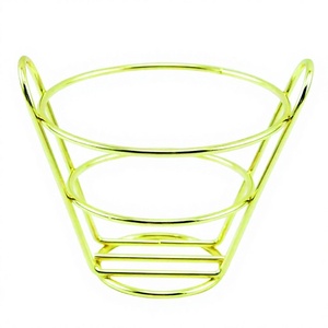 Estante para aperitivos de acero inoxidable pulido para patatas fritas, soporte para aperitivos de cono de alambre dorado para Hotel, restaurante, cocina para alimentos fritos - Product Image 1