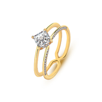 Bijoux de luxe en argent sterling 925 plaqué or 18 carats, bagues de fiançailles carrées en moissanite de coupe princesse pour femmes