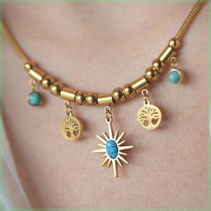 Thời Trang Đồ Trang Sức Vòng Đeo Tay Bangles Thép Không Gỉ 18K Vàng Mạ Chuỗi Quyến Rũ Mặt Dây Chuyền Có Thể Điều Chỉnh Vòng Đeo Tay Và Vòng Cổ Thiết Lập - Product Image 3