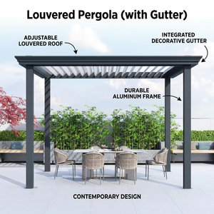 Pergola bioclimatique moderne en aluminium pour extérieur, imperméable, avec <span class=keywords><strong>rideau</strong></span> roulant automatique, pour patio, jardin, ou gazebo. - Product Image 5
