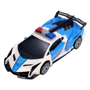 Hot Selling Electric Rotating Transforming Police Car Door Opening Car Toy With Lighting Music