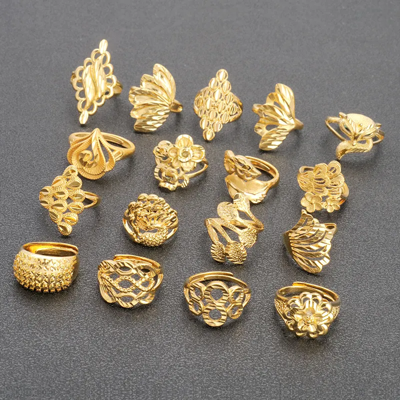 JXX Simple Designs Jewellery Men Rings For Men,Gold Rings Jewelry Women,24k Saudi Arabia Adjustment Wedding Ring