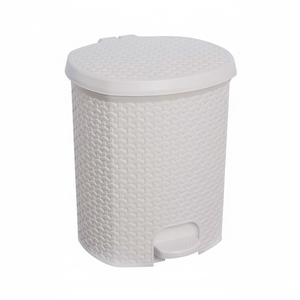Multipurpose waste <b>bin</b>/<b>bin</b> with <b>lid</b>, rattan design, 21L capacity, size 33.5x34.5x39.2, Nordic white color - Product Image 2