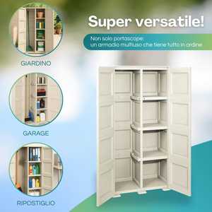 Armadio in plastica effetto legno beige 79x43x164 cm con 2 ante e 4 scomparti - Product Image 3