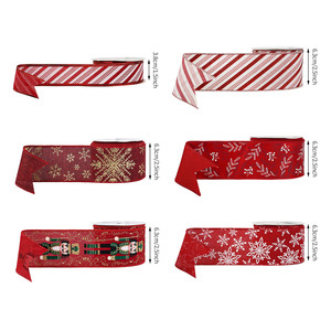 Ruban filé rouge à haute ténacité avec motifs de personnages de dessins animés de Noël et de buffles, idéal pour l'emballage cadeau - Product Image 2
