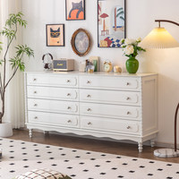 Commode de luxe intégrée moderne en bois massif crème, table de chevet murale avec 8 tiroirs pour salle à manger et chambre