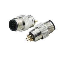 Câble de soudage industriel M12 circulaire électrique 8 broches en cuivre plaqué or IP67 étanche, prise mâle angulaire personnalisée pour panneau