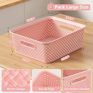 Square-shaped Modern Design PP Plastic <b>Toy</b> and Food Storage <b>Basket</b> with Cover Multifunctional Office Organizer - Product Image 4