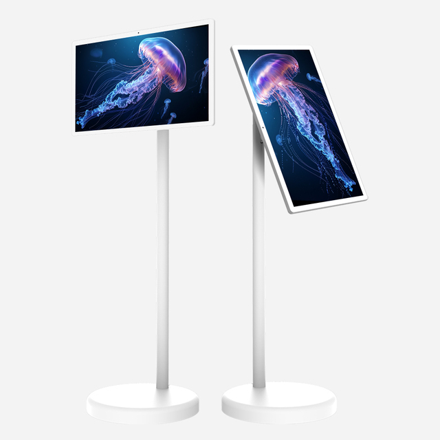 22 Inch LCD LED White Android 15 Smart TV Touch Screen Wireless Monitor 6+128GB Movable Stand HD Bathroom Home Bedroom Use
