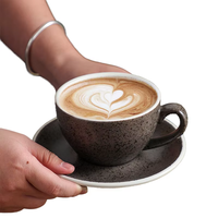 Ensemble à café en céramique rétro exquis Tasse personnalisée Soucoupe Espresso Cappuccino Latte Écologique Passe au lave-vaisselle Tasse