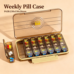 WEISHENG Boîte à pilules de voyage hebdomadaire à 21 compartiments, couleurs et logo personnalisés, boîtes à médicaments multifonctions, organisateur de pilules <span class=keywords><strong>portable</strong></span> pour 7 jours - Product Image 1