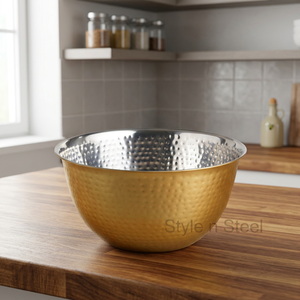 Bol allemand bols à mélanger en acier inoxydable martelé or bol à salade de fruits de qualité alimentaire pour la maison restaurant cuisine dîner - Product Image 1