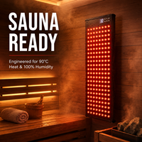 90 ° Panneau de luminothérapie rouge à 7 longueurs d'onde, résistant à la chaleur, étanche IP65, AQU-240, haute résistance aux températures, pour sauna en cèdre