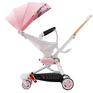 Two-way simple lightweight folding baby stroller Aluminum Frame children's trolley Portable can sit and lie flat strollers