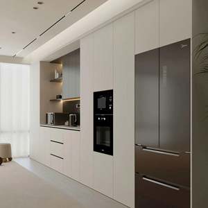 Modern Freestanding Pantry <b>Storage</b> <b>Cabinet</b> With Glass Doors <b>Wood</b> Cupboard for Living & Dining Room for Home or Hall Use - Product Image 1