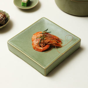 Bandeja Cuadrada de Cerámica Estilo Japonés, Color Verde Sólido, Elegante, para Restaurante, Apta para Lavavajillas, Acabado Pulido - Product Image 4