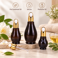 Flacon compte-gouttes en verre ambré personnalisé en forme de gourde 10ml 20ml 30ml 50ml 100ml pour huiles essentielles, parfums et cosmétiques