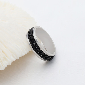 Men's <b>Titanium</b> Steel Chain <b>Ring</b> Black Rotating Bottle Opener Geometric Design Gift Jewelry - Product Image 3