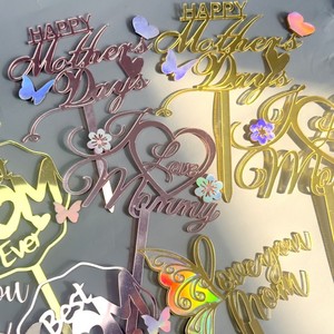 Decoración para Pastel del Día de la Madre con Mariposas Iridiscentes, Adorno para Pastel de Feliz Día de la Madre - Product Image 2