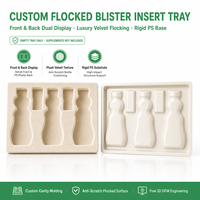 Plateau insert en PET floqué velours jetable personnalisé pour coffrets cadeaux de luxe de compléments alimentaires, de ginseng et de produits de santé