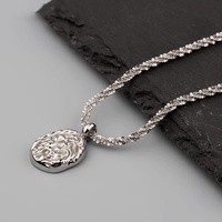 Kalung Liontin Tekstur Berkilau Rantai Bambu Minimalis Uniseks Tekstur Kertas Timah Tidak Beraturan Serbaguna