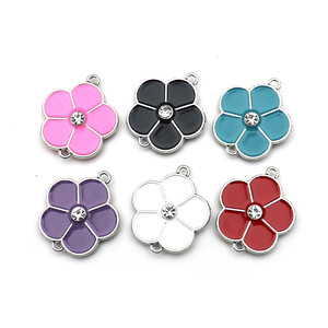 Composants de bijoux en alliage de zinc en forme de fleur pour la fabrication de bracelets avec centre en strass, diamètre 20 mm, options multicolores - Product Image 1