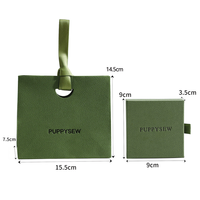 Sac à poignée en ruban écologique de qualité supérieure, surface texturée, boîte de présentation de bijoux de couleur vert et blanc, emballage prêt à offrir