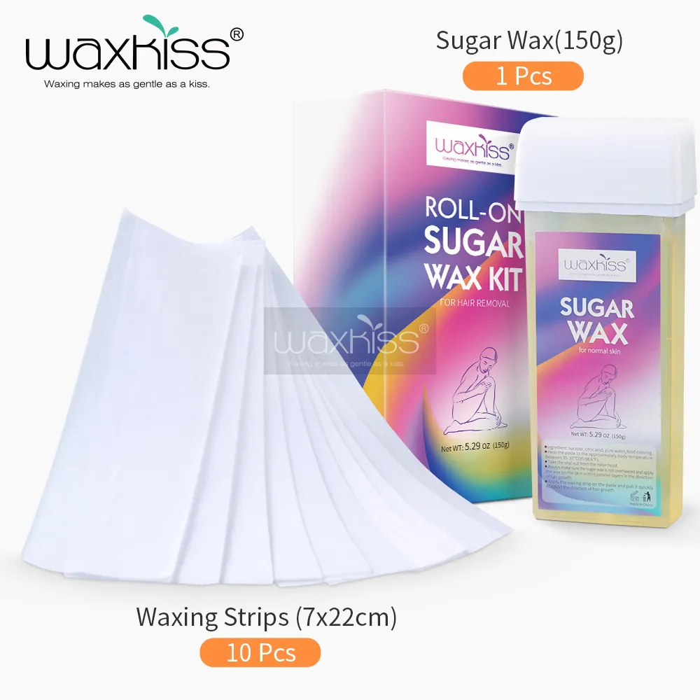 Cartucho de cera de açúcar waxkiss, 150g, água, solúvel, para cabelo facial, uso pessoal indolor