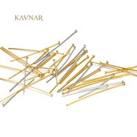 KAVNAR Vente en gros de broches à tête plate en acier inoxydable plaqué or 18 carats, style luxe léger, pour la fabrication de bijoux DIY