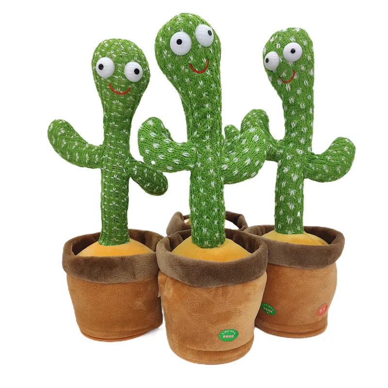 Drop Shipping Dancing Cactus Plush Toy Songs Singing Talking Record Repeating What You Say Electric Cactus Toy