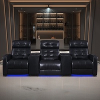 Fauteuils de cinéma modernes de luxe en cuir véritable avec fonction de relaxation électrique, éclairage LED et port USB