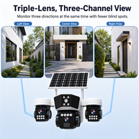 Caméra de sécurité solaire 4G à trois objectifs QL31 en gros, caméra CCTV PTZ sans fil extérieure alimentée par l'énergie solaire avec application V380