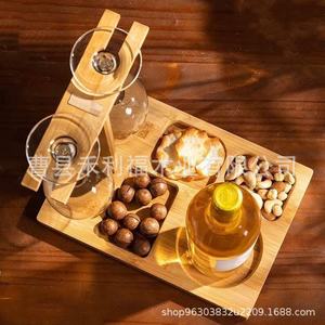 Support à vin de bureau en bambou 7,87x7,75 pouces, plateau multifonctionnel porte-gobelets pour les fêtes - Product Image 4