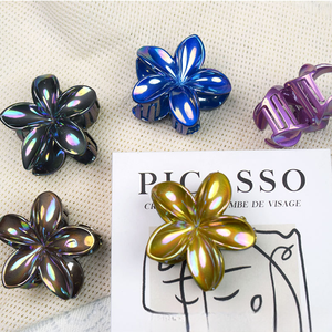 QianJin New Plume ria Haar klauen clip Großhandel Hawaiian Style Shiny Plastic Flower Hair Accessoires - Product Image 2