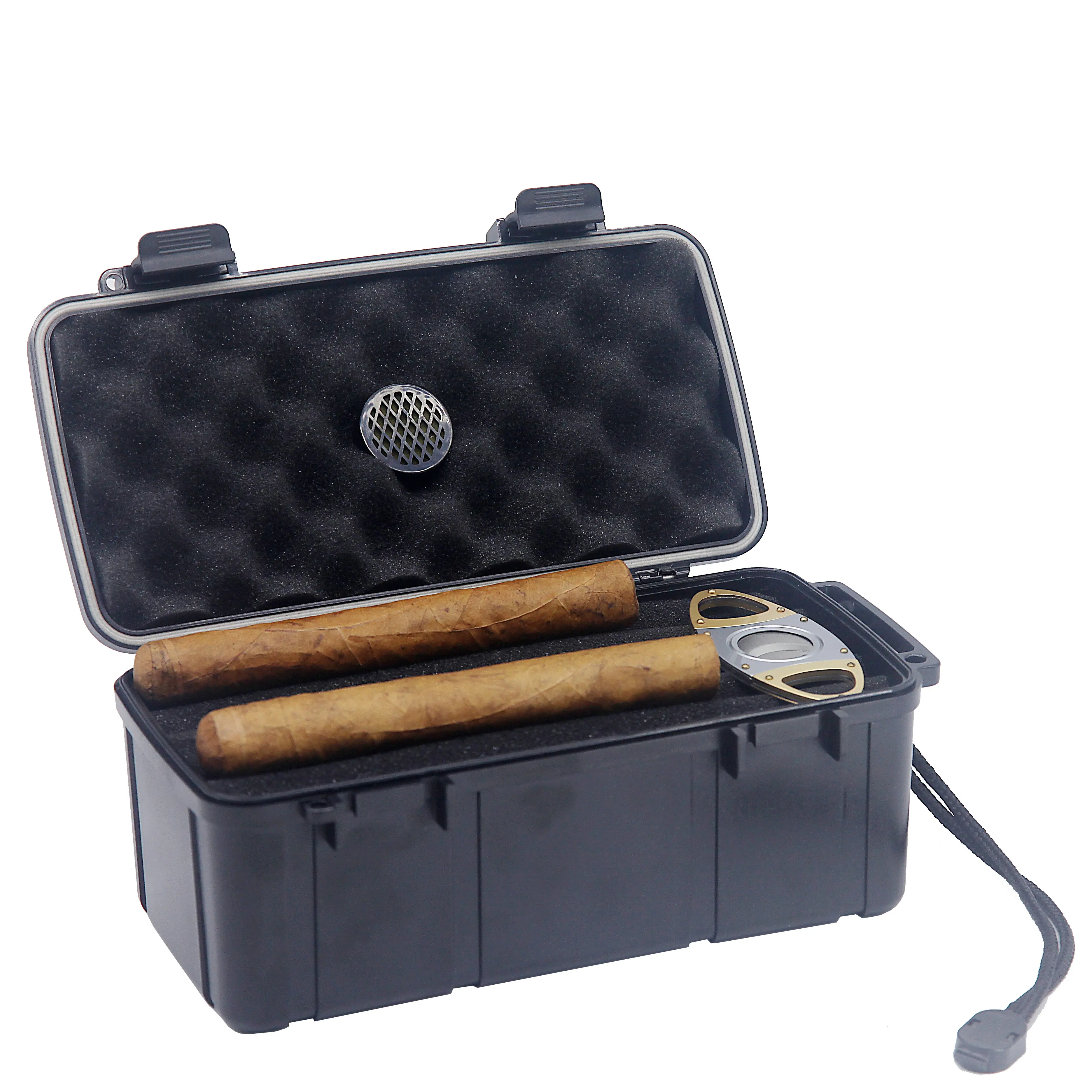 Высококачественные подарочные пластиковые коробки для сигар/производитель Humidors квадратная коробка для сигар с резаком для продажи