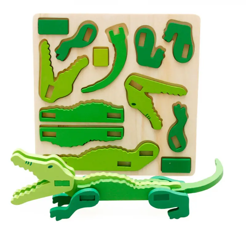 Children's fun wooden 3D animal puzzles wood ball handmade model children's building block toys