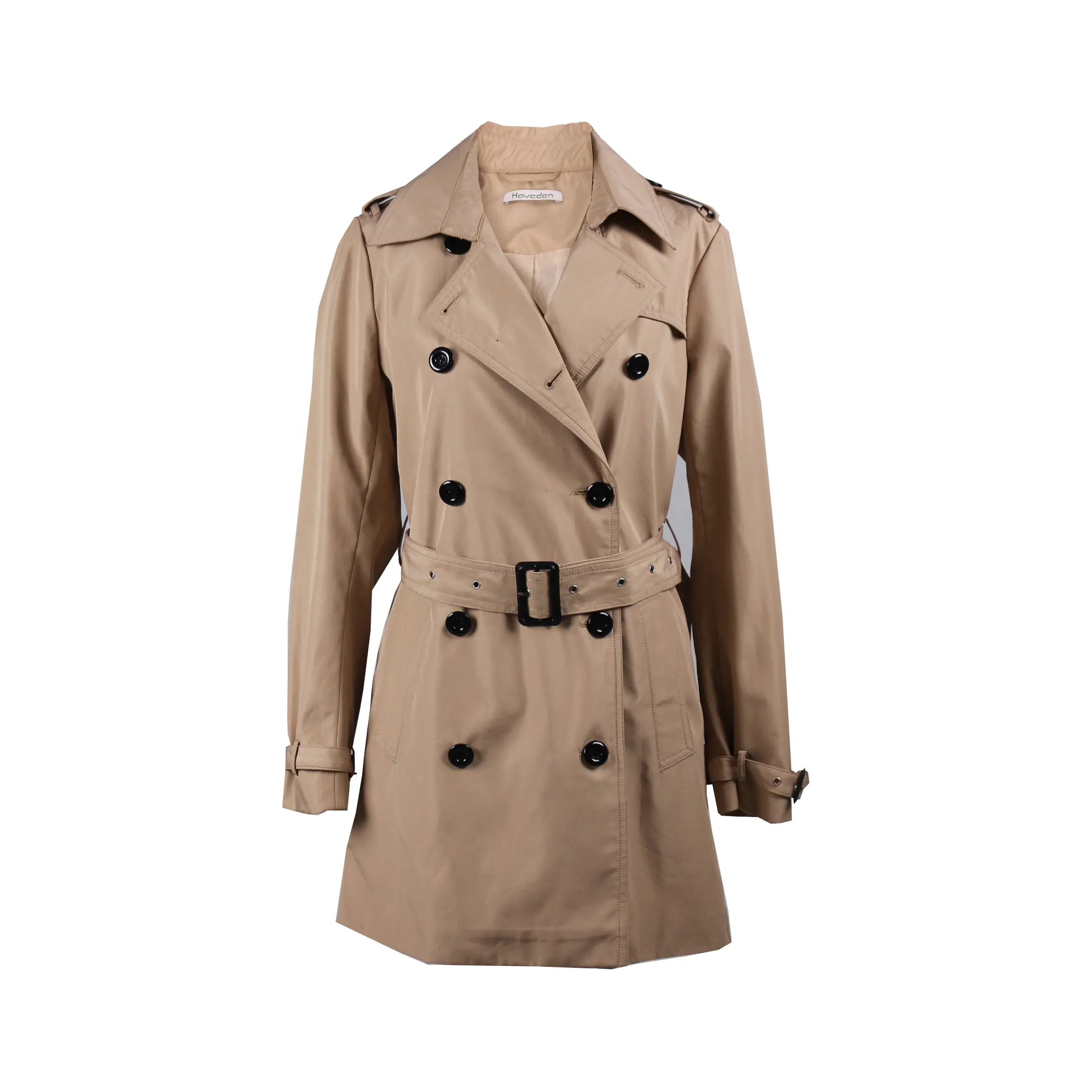 Khaki thick long sleeve woman clothing ladies trench coat