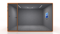 Studio de conférence préfabriqué moderne, modulaire, intelligent, avec vidéoconférence intégrée, réduction du bruit multi-personnes et isolation acoustique.