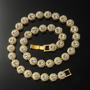 Collar Circular con Incrustaciones de Diamantes de Imitación, Estilo Hiphop Clásico, Chapado en Oro, Cadena de Aleación para Hombre, Joyería de Moda - Product Image 5
