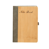 Cahier à spirale A6 personnalisé en cuir PU écologique avec finition grain de bois pour bureau ou cadeau