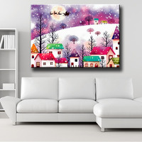 Peinture diamantée faite à la main, maison colorée, neige, Noël, broderie artistique, loisir S2F2356
